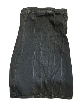 ZARA Black Denim Strapless Mini Dress – XS Corset Style